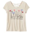 Girls Plus Size Mudd&reg; Criss-cross Lattice Back Tee, Size: 12 1/2, Lt Beige