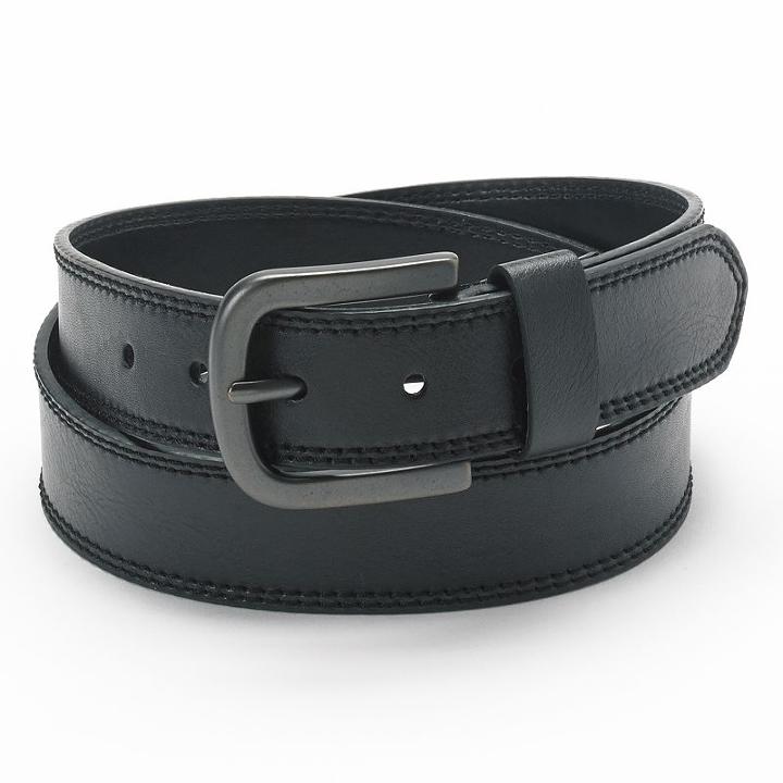Men's Dickies Double-stitched Faux Leather Belt, Size: 42, Black