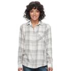 Juniors' Mudd&reg; Plaid Flannel Shirt, Teens, Size: Small, White Oth