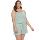 Plus Size Sonoma Goods For Life&trade; Pajamas: Essential Romper, Women's, Size: 3xl, Lt Green