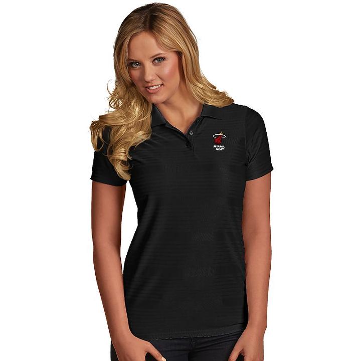 Women's Antigua Miami Heat Illusion Polo, Size: Small, Black