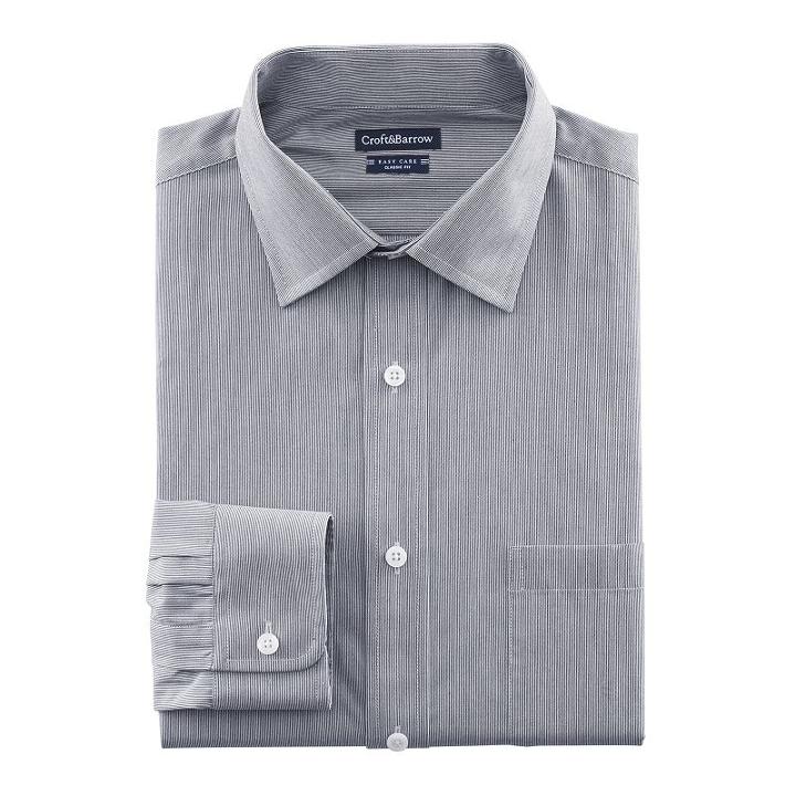 Men's Croft & Barrow&reg; Regular-fit Checked Easy-care Spread-collar Dress Shirt, Size: 16.5-32/33, Black