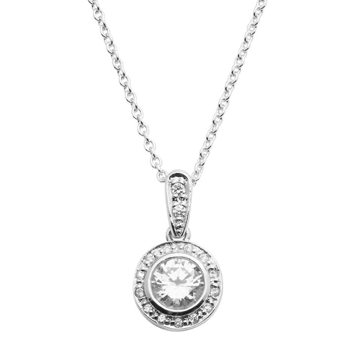 Silver-plated Cubic Zirconia Halo Pendant, Women's, White