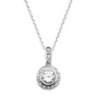 Silver-plated Cubic Zirconia Halo Pendant, Women's, White