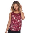 Juniors' Candie's&reg; Floral Top, Teens, Size: Small, Dark Red