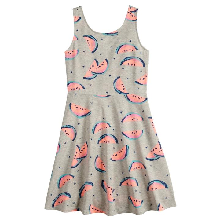 Girls 7-16 & Plus Size So&reg; Printed Skater Dress, Size: S/7-8, Silver