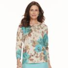 Women's Alfred Dunner Studio Embellished Floral Sweater, Size: Small, Multi Floral