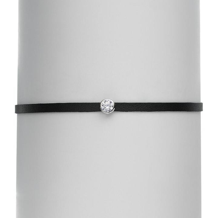 Fleur Cubic Zirconia Faux Leather Choker Necklace, Women's, White
