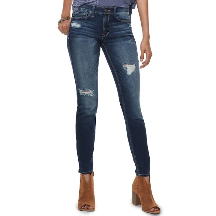 Juniors' Mudd&reg; Low-rise Skinny Jeans, Teens, Size: 11, Dark Blue