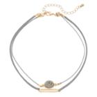 Simulated Drusy & Bar Double Strand Choker Necklace, Women's, Grey