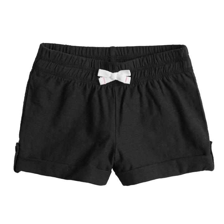 Girls 4-10 Jumping Beans&reg; Roll-cuff Slubbed Shorts, Size: 6x, Black