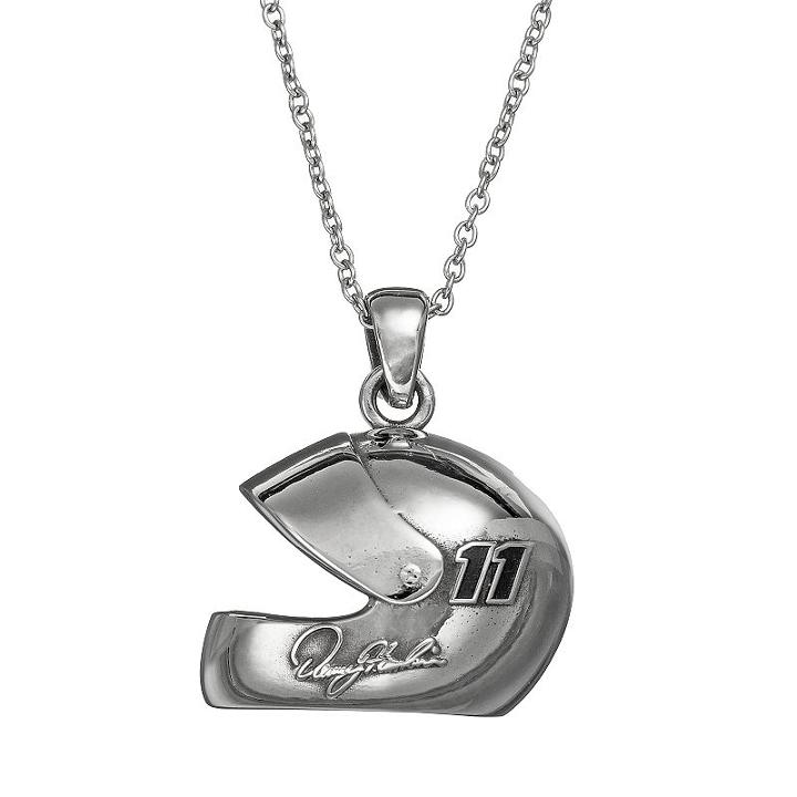 Insignia Collection Nascar Denny Hamlin 11 Stainless Steel Helmet Pendant Necklace, Women's, Size: 18, Grey