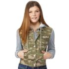 Juniors' Wallflower Hooded Knit-sleeve Jean Jacket, Teens, Size: Medium, Purple