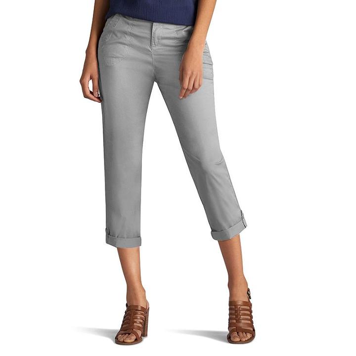 Petite Lee Carsen Relaxed Fit Twill Capris, Women's, Size: 8 Petite, Light Grey