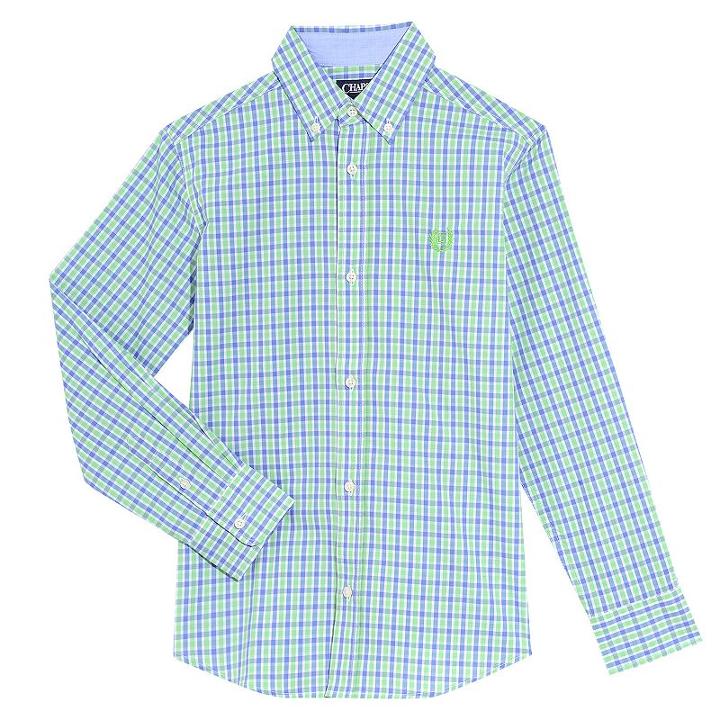 Boys 4-20 Chaps Plaid Button-down Shirt, Boy's, Size: 14-16, Dark Green