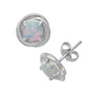 Sterling Silver Lab-created Opal Swirl Stud Earrings, Women's, White