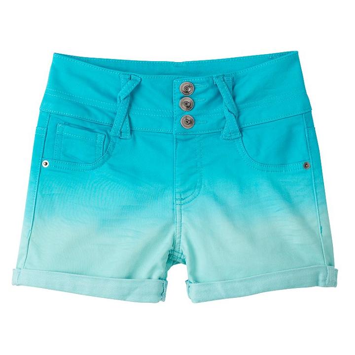 Girls 7-16 So&reg; Twist Belt Loop Dip Dye Bermuda Jean Shorts, Girl's, Size: 12, Turquoise/blue (turq/aqua)