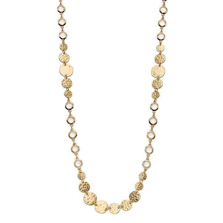 Dana Buchman Long Hammered Disc Station Necklace, Women's, Gold
