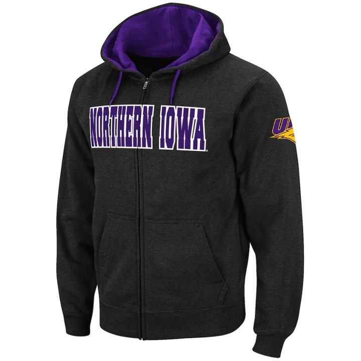 Men's Northern Iowa Panthers Full-zip Fleece Hoodie, Size: Xxl, Light Grey
