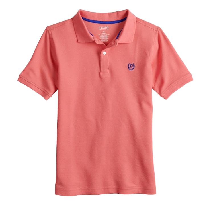 Boys 4-20 Chaps Solid Stretch Polo, Size: 14-16, Dark Pink