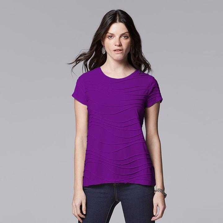 Women's Simply Vera Vera Wang Windy Jacquard Tee, Size: Medium, Drk Purple