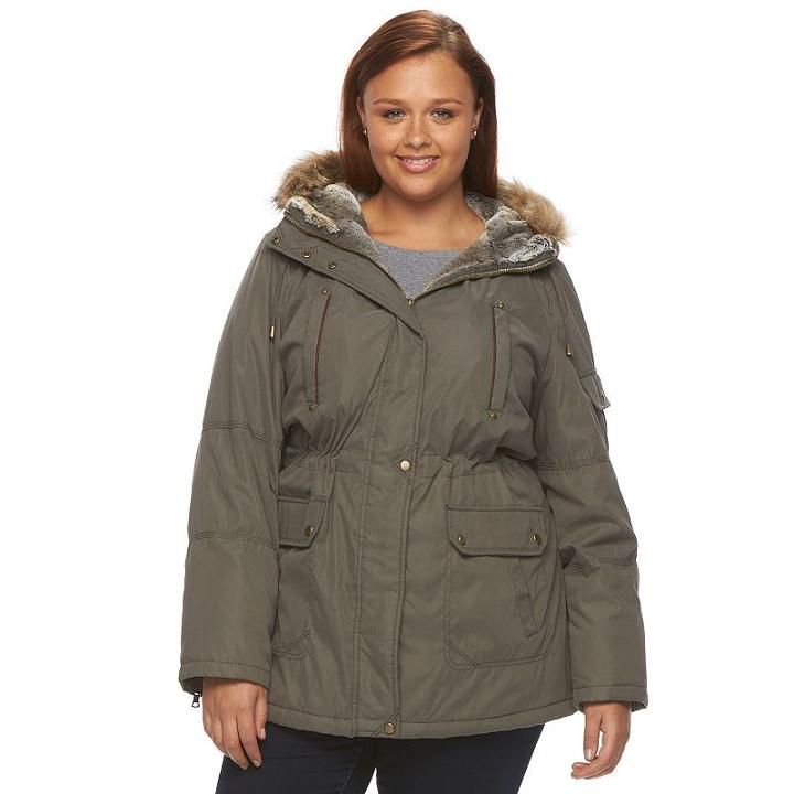 Plus Size D.e.t.a.i.l.s Hooded Anorak Parka, Women's, Size: 3xl, Grey