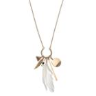 Feather, Stick & Geometric Charm Cluster Necklace, Women's, Gold