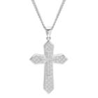 Men's 1/10 Carat T.w. Diamond Sterling Silver Cross Pendant Necklace, Size: 24, White