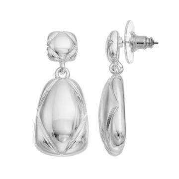 Dana Buchman Beveled Nickel Free Double Drop Earrings, Women's, Silver