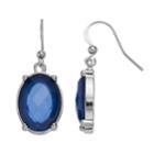 Blue Faceted Oval Nickel Free Drop Earrings, Women's