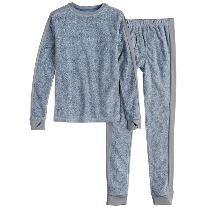 Boys 4-18 Cuddl Duds Microfleece 2-piece Baselayer Set, Size: 12-14, Grey