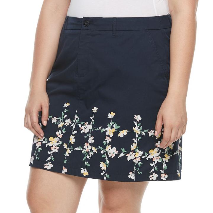 Plus Size Croft & Barrow&reg; 5-pocket Essential Floral Skort, Women's, Size: 24 W, Dark Blue