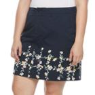 Plus Size Croft & Barrow&reg; 5-pocket Essential Floral Skort, Women's, Size: 24 W, Dark Blue