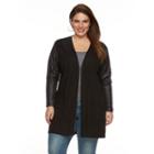 Plus Size French Laundry Faux-leather Open-front Cardigan, Women's, Size: 1xl, Oxford
