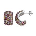 Sophie Miller Sterling Silver Cubic Zirconia Semi-hoop Earrings, Women's, Multicolor