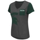 Women's Campus Heritage Michigan State Spartans Pocket V-neck Tee, Size: Large, Dark Green