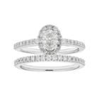 Boston Bay Diamonds 14k White Gold 1 Carat T.w. Igl Certified Diamond Oval Halo Engagement Ring Set, Women's, Size: 7