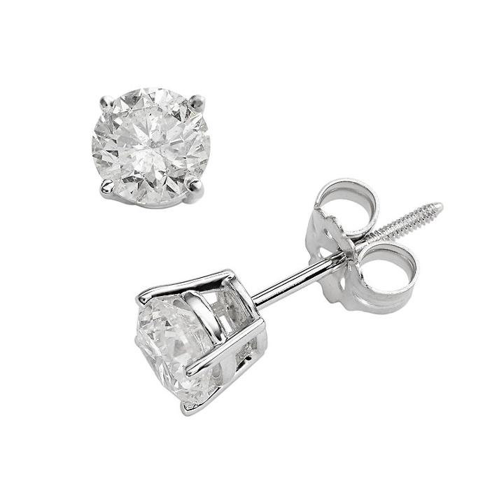 14k White Gold 1-ct. T.w. Igi Certified Round Cut Diamond Solitaire Earrings, Women's