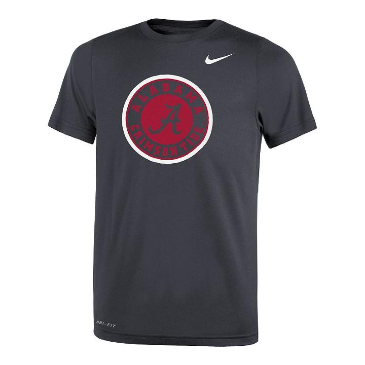 Boys 8-20 Nike Alabama Crimson Tide Travel Dri-fit Tee, Size: Xl 18-20, Dark Grey