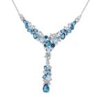 David Tutera Sterling Silver Simulated Blue Topaz & Cubic Zirconia Y Pendant, Women's, Size: 17