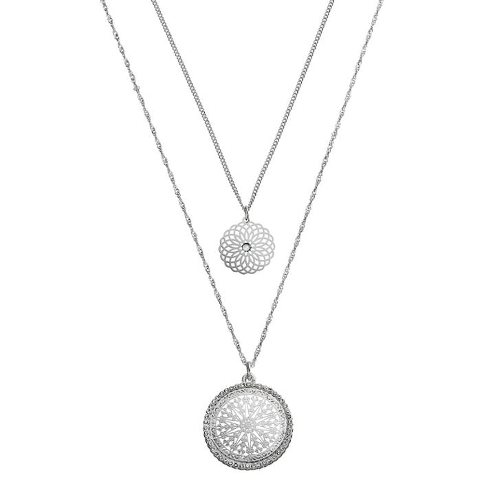 Lc Lauren Conrad Sodalite Filigree Medallion Pendant Necklace, Women's, Silver