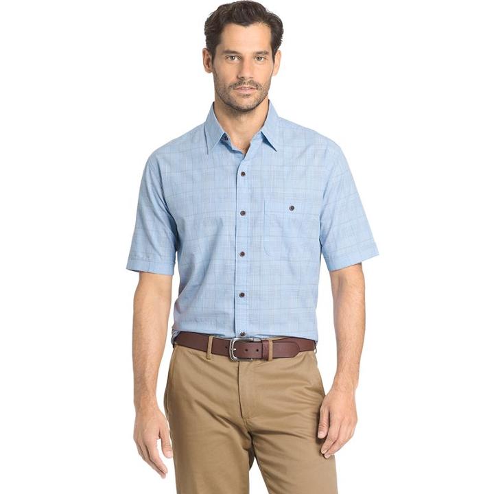 Big & Tall Arrow Plaid Button-down Shirt, Men's, Size: L Tall, Brt Blue