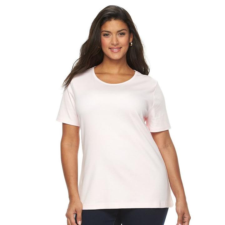 Plus Size Croft & Barrow&reg; Essential Crewneck Tee, Women's, Size: 2xl, Brt Pink