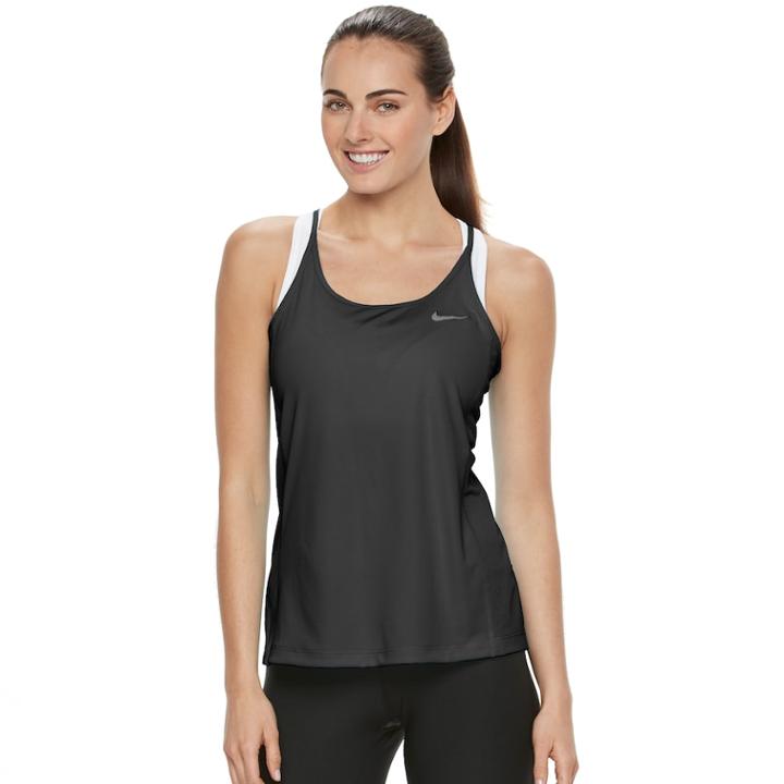 Women's Nike Dri-fit Mesh Racerback Tank Top, Size: Large, Grey (charcoal)