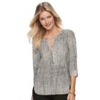 Women's Dana Buchman Crepe Henley Top, Size: Xl, Black