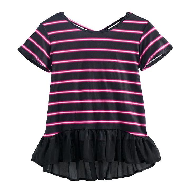 Disney D-signed Descendants 2 Girls 7-16 Striped Ruffled Hem Top, Size: Small, Multi