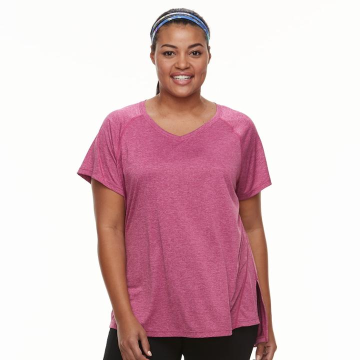 Plus Size Tek Gear&reg; Space-dyed Performance Base Layer Tee, Women's, Size: 3xl, Med Pink