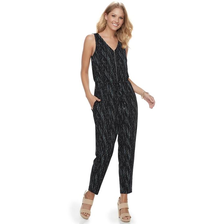 Women's Apt. 9&reg; Zipper Accent Jumpsuit, Size: Xl, Oxford