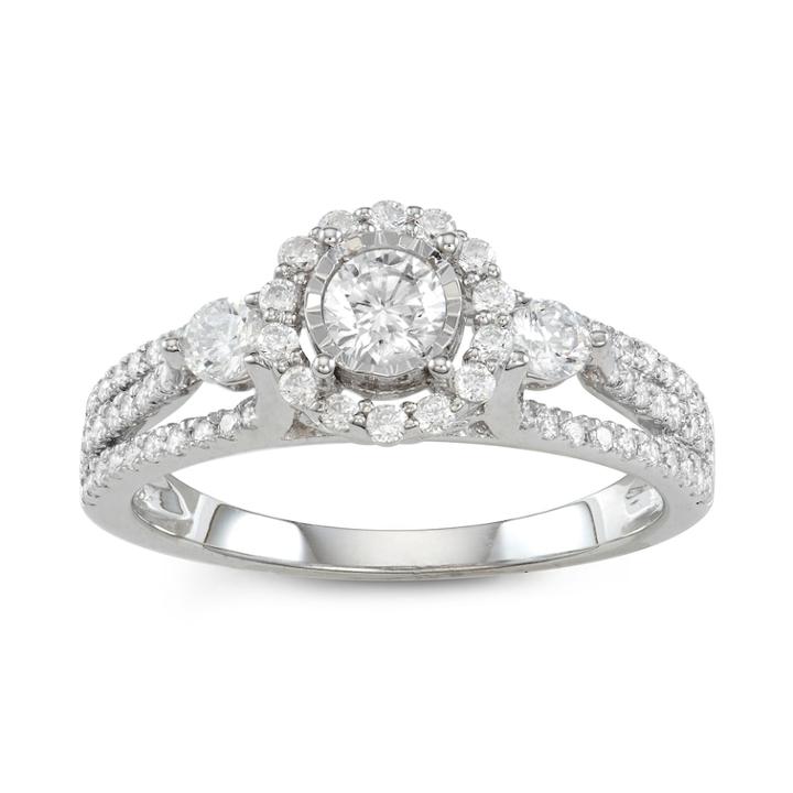 Simply Vera Vera Wang 14k White Gold 1 Carat T.w. Halo Diamond Ring, Women's, Size: 6