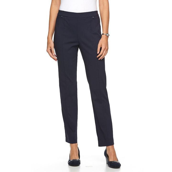 Women's Napa Valley Slimming Solution Straight-leg Dress Pants, Size: 8, Blue (navy)